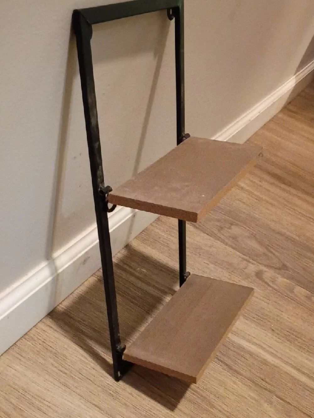 Wall-Mount Two-Tier Shelf in Brown and Black